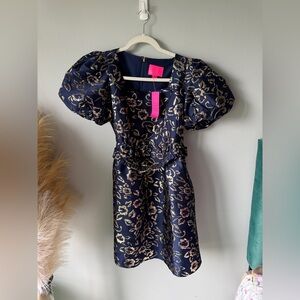 Lilly Pulitzer Navy and Gold Floral Dress